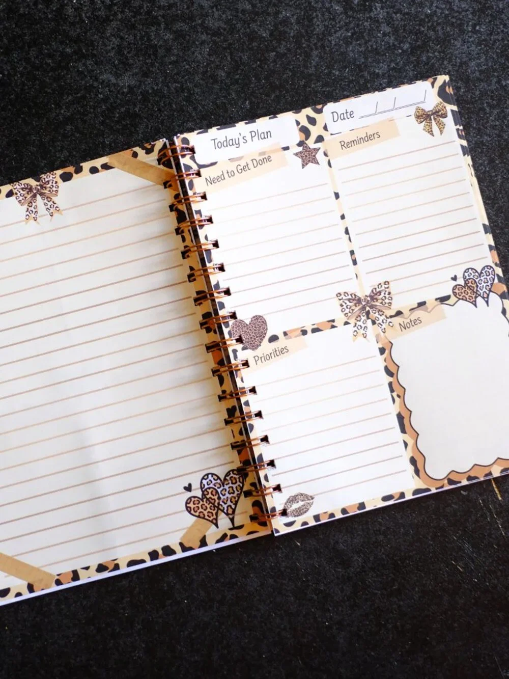 Handmade Animal Print Daily Planner Bound Notebook, book, notes, gift, journal